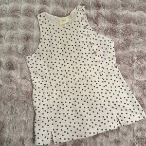 Anthropologie Maeve Top Cream/Blue Dots Size Large